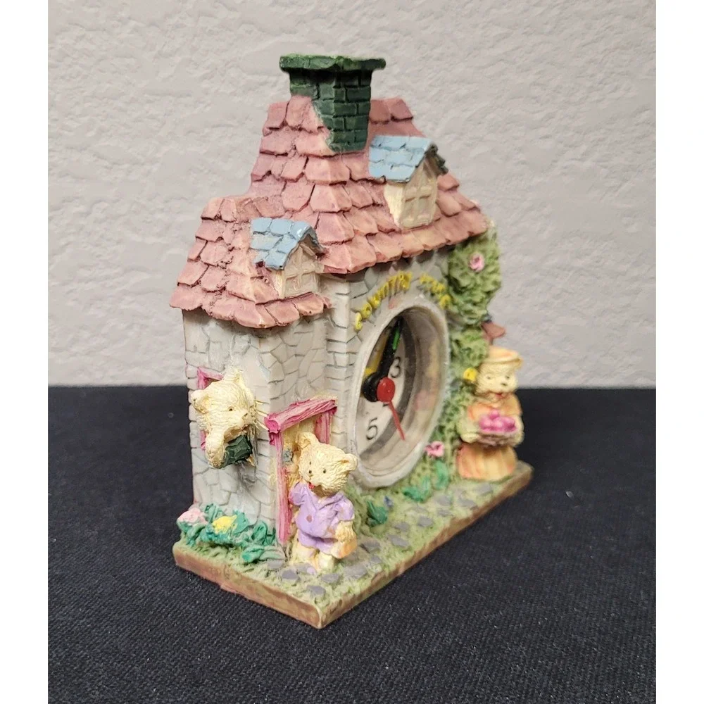 Country House Quartz Table Desk Clock with Teddy Bears